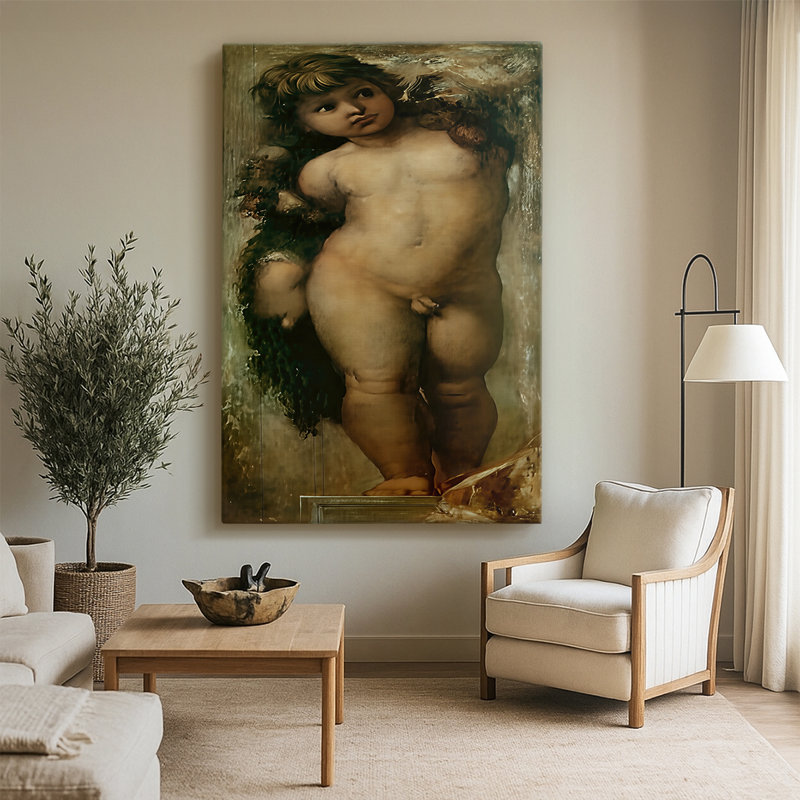 Putto d'après Raphaël - galerie tendue sur toile par Gustave Moreau, 40 po x 60 po