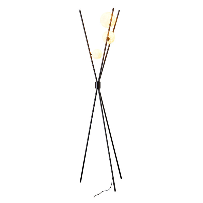 160cm Polished Torchiere Floor Lamp with USB and Outlet