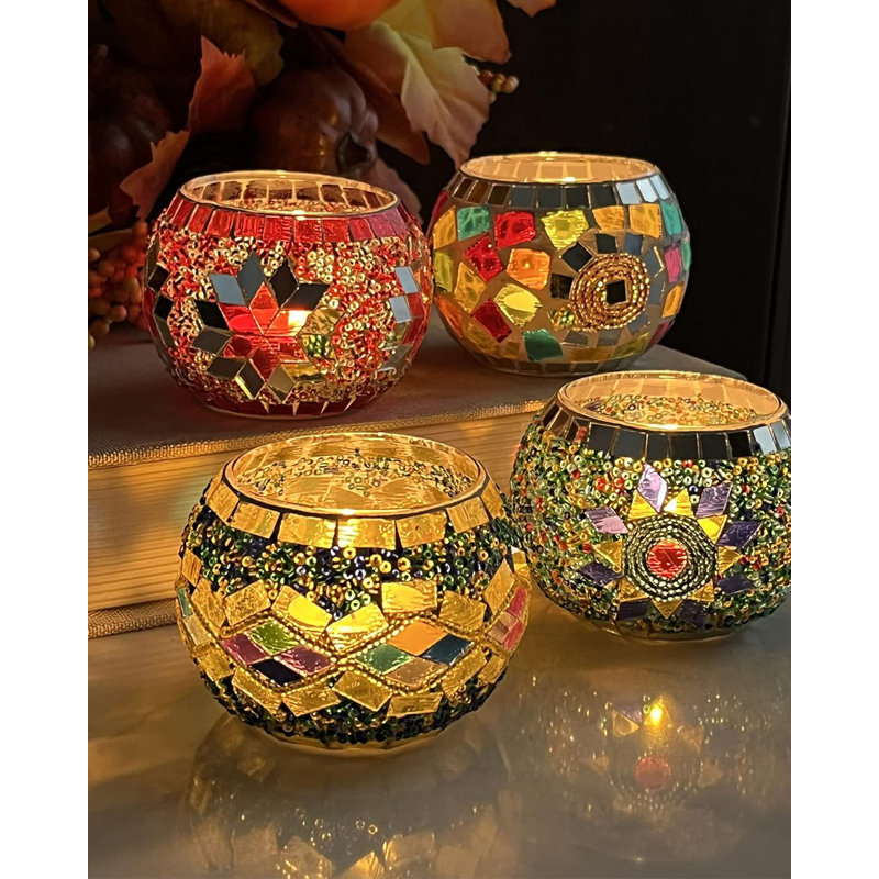 Handmade Mosaic Glass Tea Candle Holder