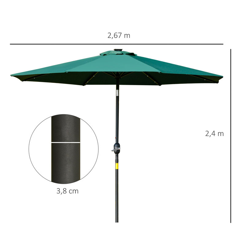 Breeann 267cm Tilt Market Parasol, Green