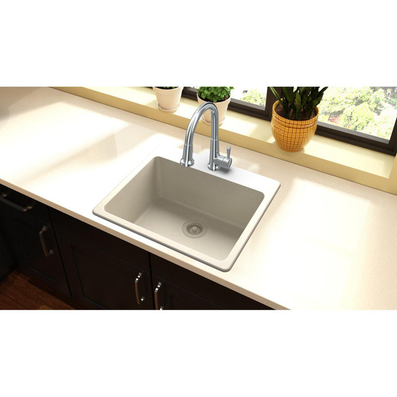 Quartz Classic 25" x 22" x 9-1/2" Drop-In Kitchen Sink, Bisque