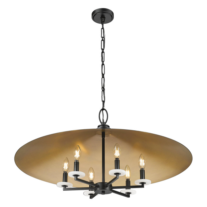 Luminaire suspendu 32 pouces Martenous, Noir mat, Noir; or