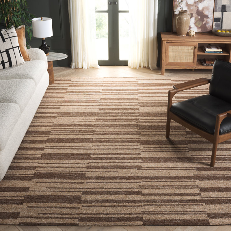 Tapis rayé en jute de coton Esen, Rectangle 8 pi x 10 pi