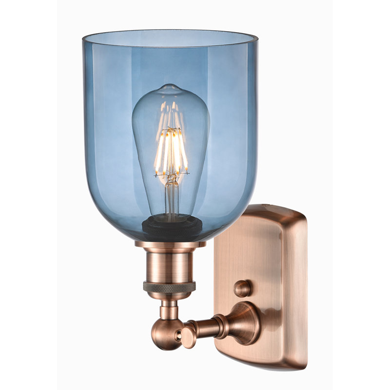 Anacaren Steel Armed Sconce, Antique Copper, Princess Blue