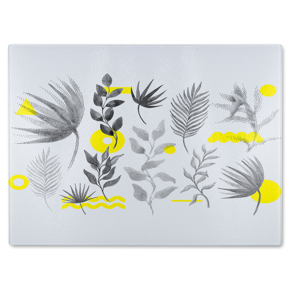 Selection Of Leaves Glass Chopping Board