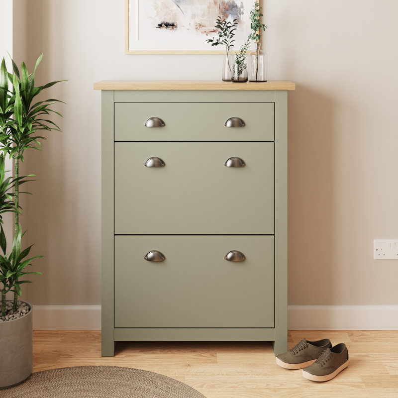 Renningers 12 Pair Shoe Storage Cabinet, Sage Green
