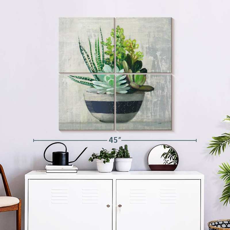 Harnek Succulent Still Life II - bleu marine, H 32 po x l 32 po