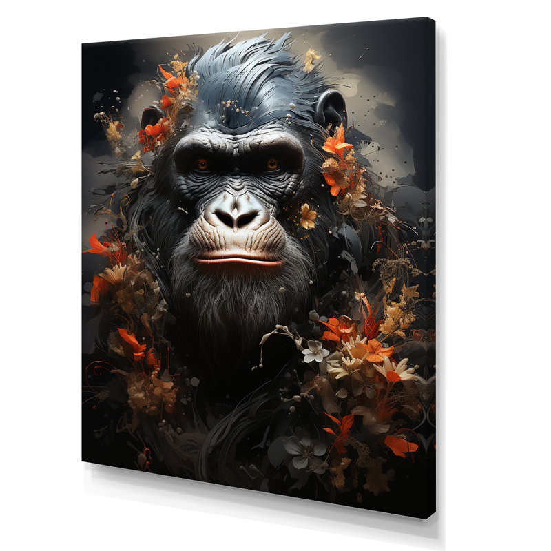 Singe noir énigme sur toile, H 40 po x l 30 po x P 1,5 po, Toile tendue