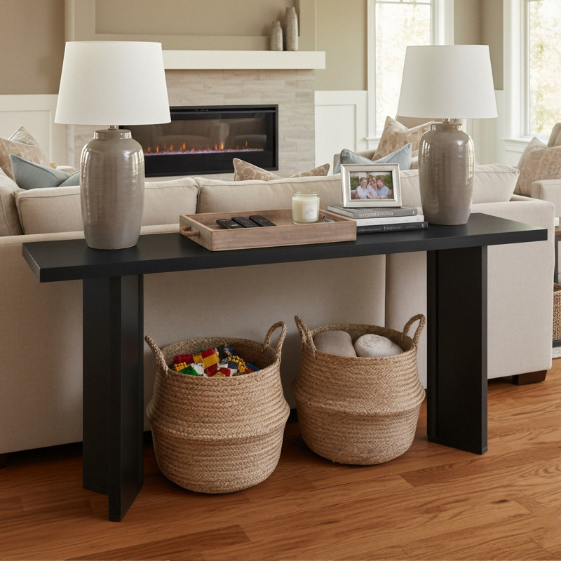 Console avec pieds triangulaires, Noir