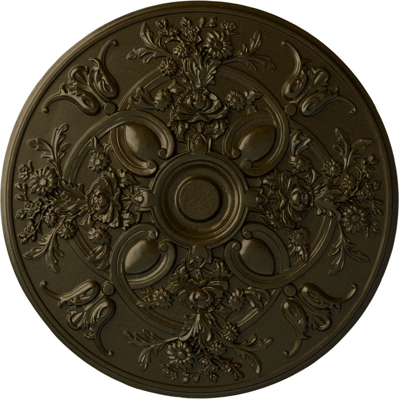 Médaillon de plafond Endurathane Baile, diamètre extérieur 31 1/4 po x P 2 1/4 po (pour auvents jusqu'à 6 po), finition or vert peint à la main