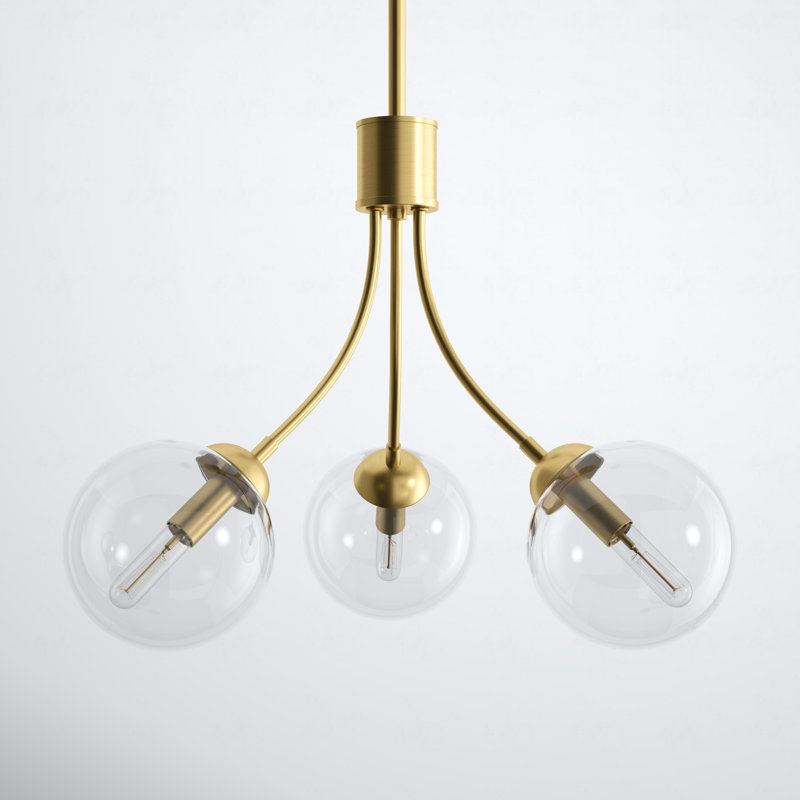 Moonrise 3 - Light Unique Globe Chandelier in Natural Brass, Natural Brass
