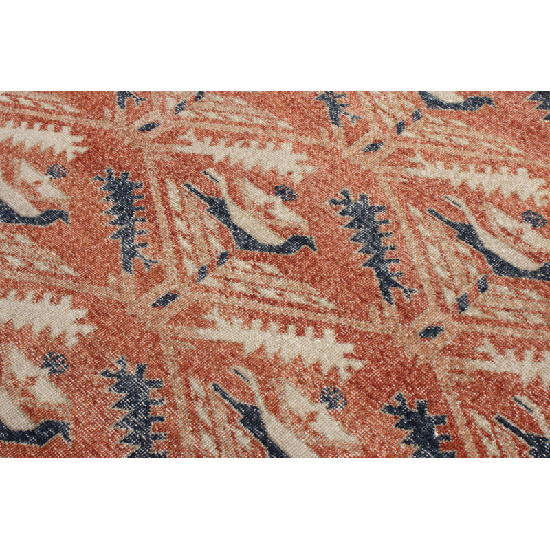 Distressed Homage Hand Knotted Wool Geometric Area Rug, Runner 3' x 14'