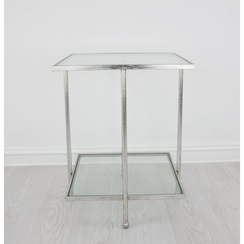 Romana End Table, Antiqued Silver Leaf