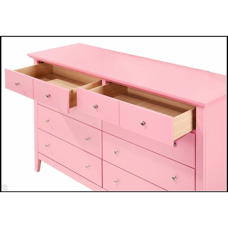 Charmante commode décontractée rose avec des tiroirs spacieux et une fabrication durable, parfaite pour le rangement organisé et la décoration vibrante.