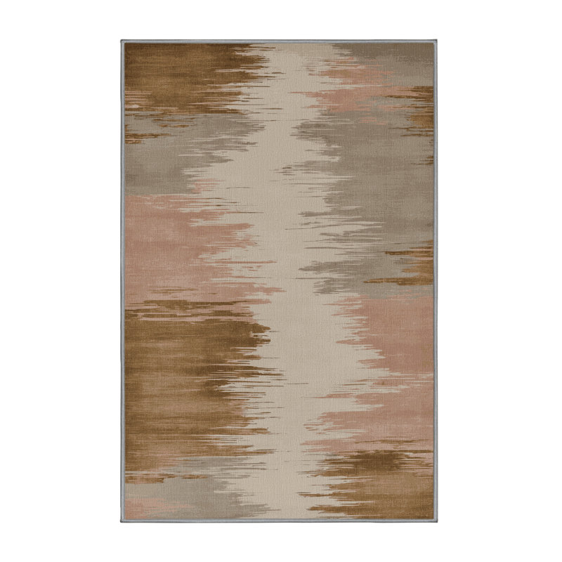 Tapis gris aquarelle lavable à la machine, Rectangulaire 8 pi x 10 pi