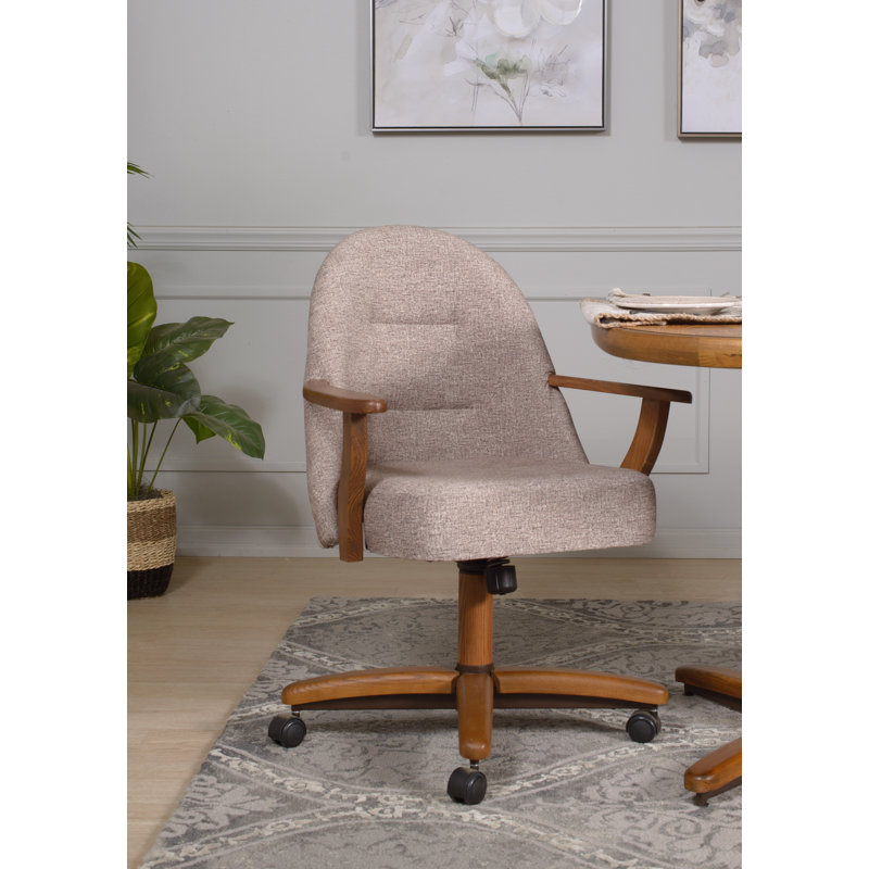 19'' H Upholstered Walnut Armchair, Light Brown