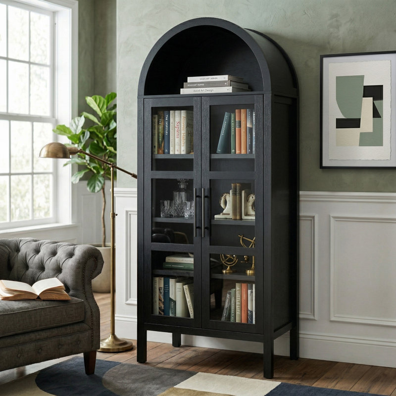 Armoire d'appoint arquée 2 portes Bailor, Noir