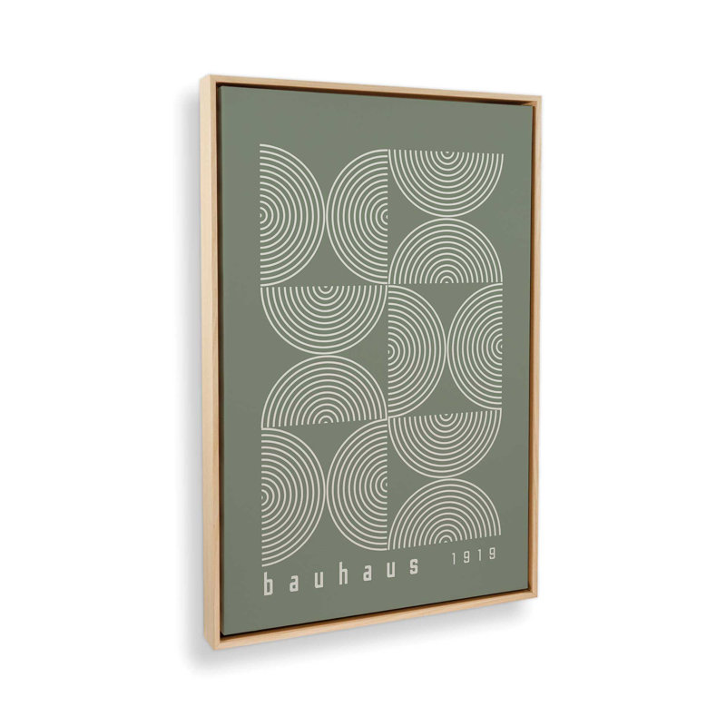 Affiche de composition Bauhaus, H 48,75 po x l 32,75 po, Vert, Cadre américain en érable flottant
