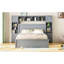 Robuste grand lit avec armoire combinée, tablette et douille - composants gris fascinants