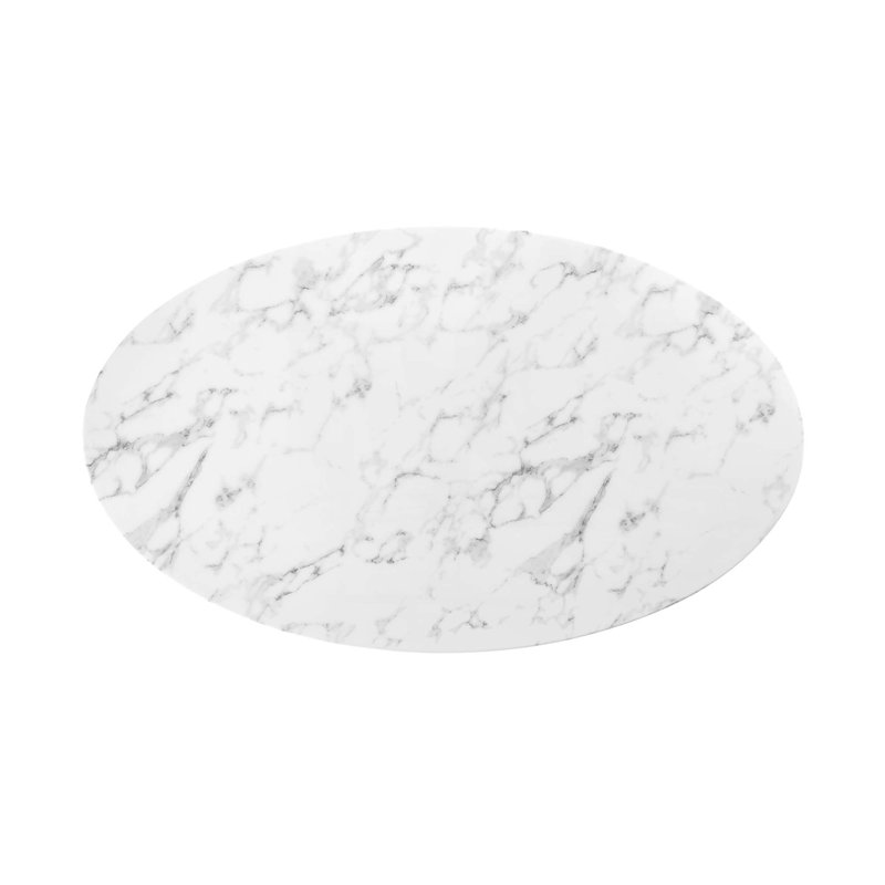  Table de salle à manger en marbre artificiel Lippa, 29 po H x 60 po L x 35,5 po po, Blanc, Blanc
