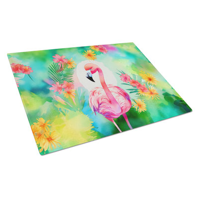 Hippie Animal Flamingo Glass Cutting Board