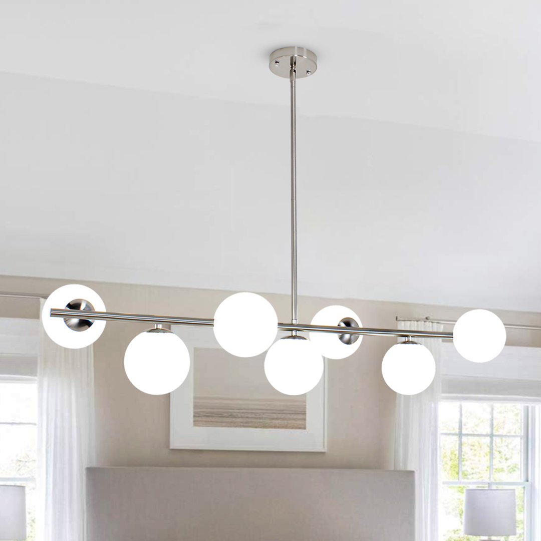 Kason Modern 7-Lights linear globe chandelier Mercer41 Shade 