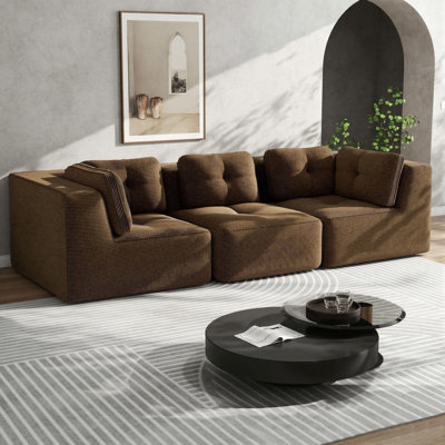 Ensemble de canapé moderne et modulaire, revêtement en velours côtelé, très grand trois places, sièges spacieux, aucun assemblage requis, conception antidérapante, pour le salon