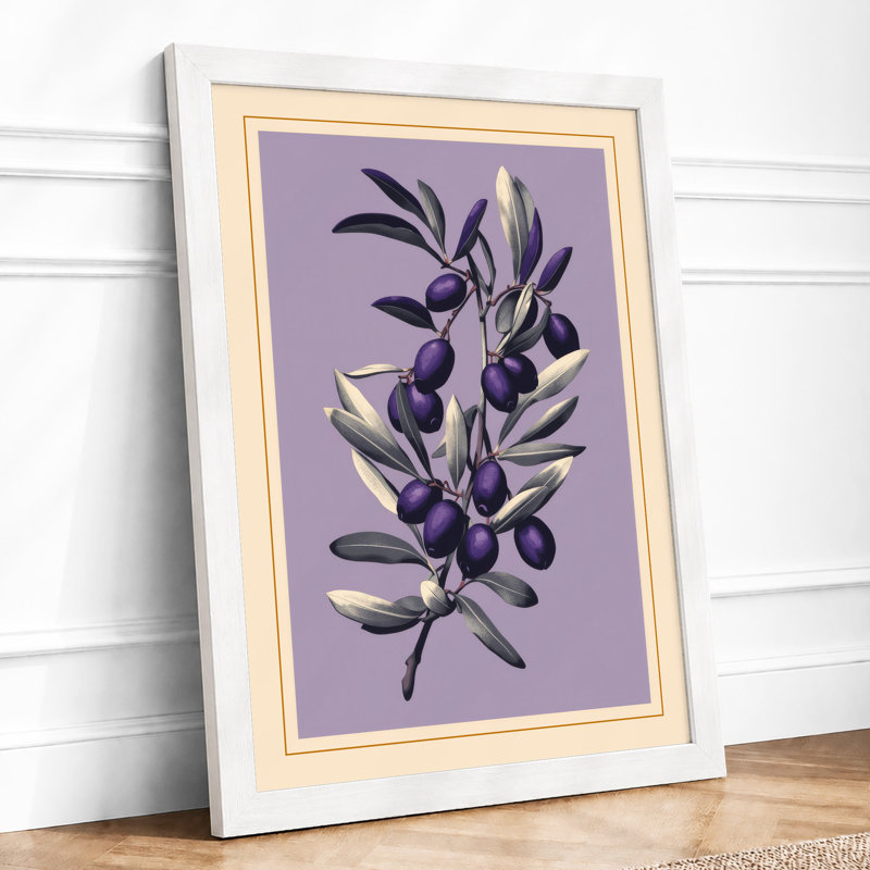 Olive Branch Study Botanical - Framed Print, A2 - 59.4 x 42.0 cm, White