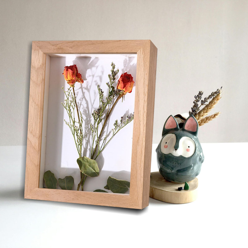 5X7 Shadow Box Frame Small Shadow Box Display Case 4 Pack Natural Wood Picture Frame Glass Surface Internal Depth 0.6 Inch For Wall Or Tabletop