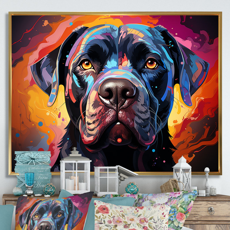 Cane Corso Confidence IV, L 32 po x H 24 po x P 1 po, Cadre flottant doré