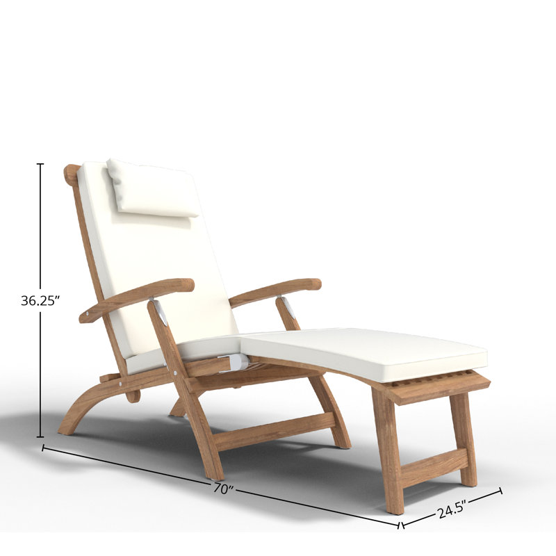 Steamer Reclining Chaise Lounge with Sunbrella Canvas Cushion, Canvas Canvas Sunbrella® Canvas