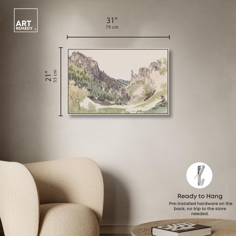 Art de paysage classique sur toile Mountain Valley par Art Remedy, Cadre argenté, H 11 po x l 16 po