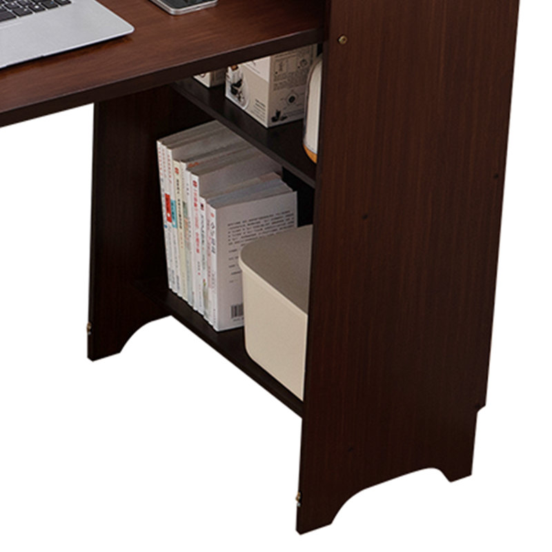 Bureau d'ordinateur pliable en bambou avec armoire de rangement cachée Wousoe , Walnut Brown