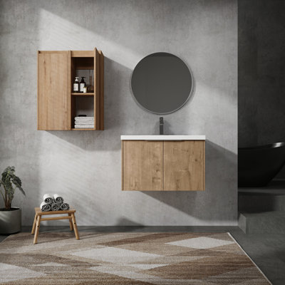 Meuble-lavabo 30 po avec lavabo et armoire d'appoint - Rareté moderne, pour une touche inhabituelle, silencieuse