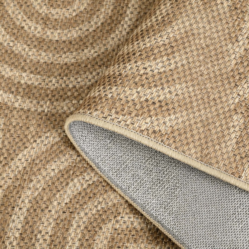 Tapis intérieur / extérieur à motif géométrique abstrait aspect jute, Beige, 10*13ft