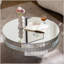Table basse ronde à miroir avec diamant écrasé et bordure en cristal argenté, parfaite pour un décor de salon moderne et glamour