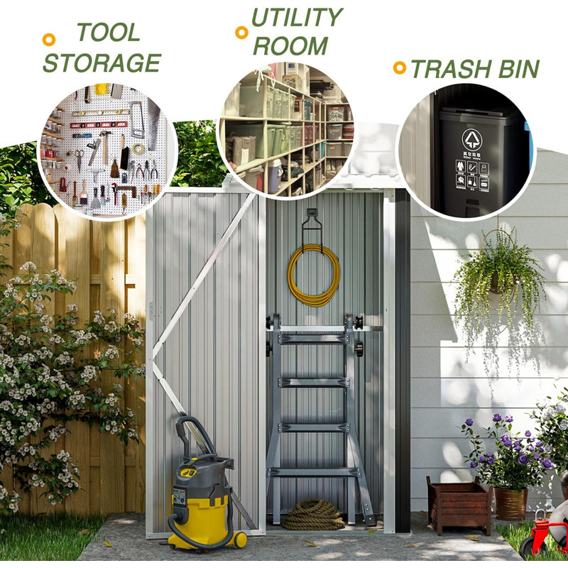 3’x2’ Outdoor Lean-to Metal Storage Shed