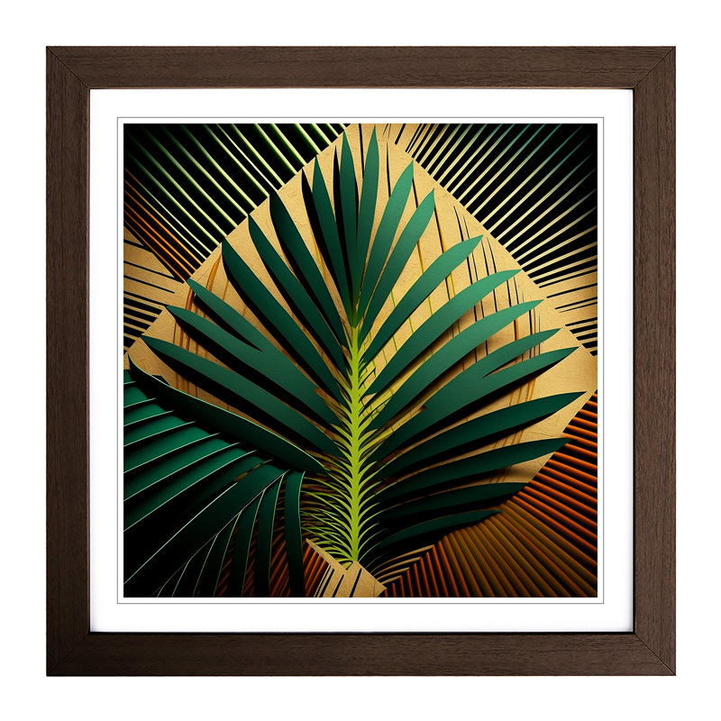 Palm Leaf Constructivism - Framed Print, Walnut