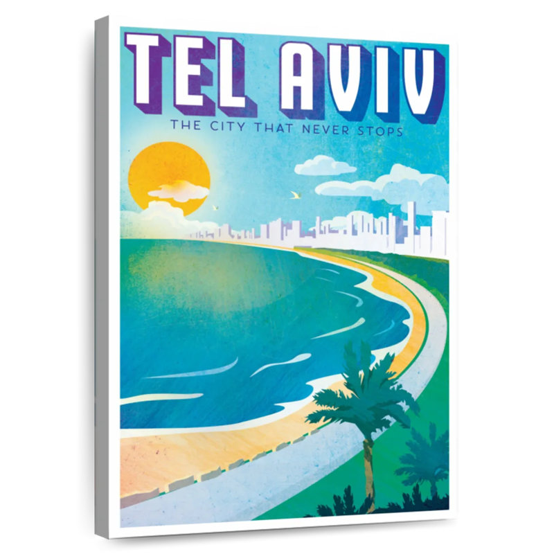 Affiche rétro de Tel-Ville qui ne s'arrête jamais, H 51 po x l 34 po