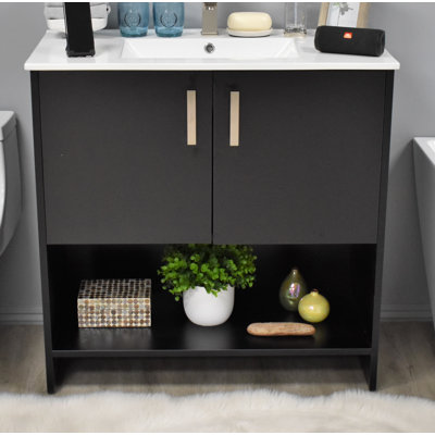 24'' Single Bathroom Vanity with Ceramic Top