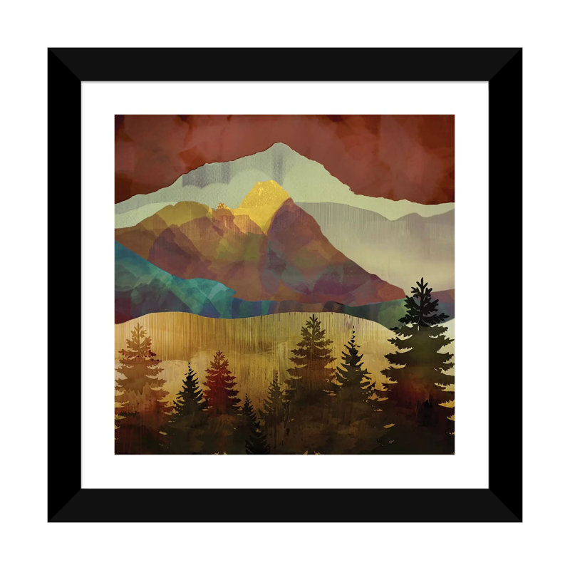 Arbres d'automne - impression, H 16 po x l 16 po x p 1 po, Blanc / aubergine / banane / brun clair / rouge br