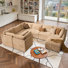 8-piece Plush Corduroy Modular Sectional Sofa With Ottoman, Comfy Deep Seat Cloud Couch, Upholstered Living Room Set
