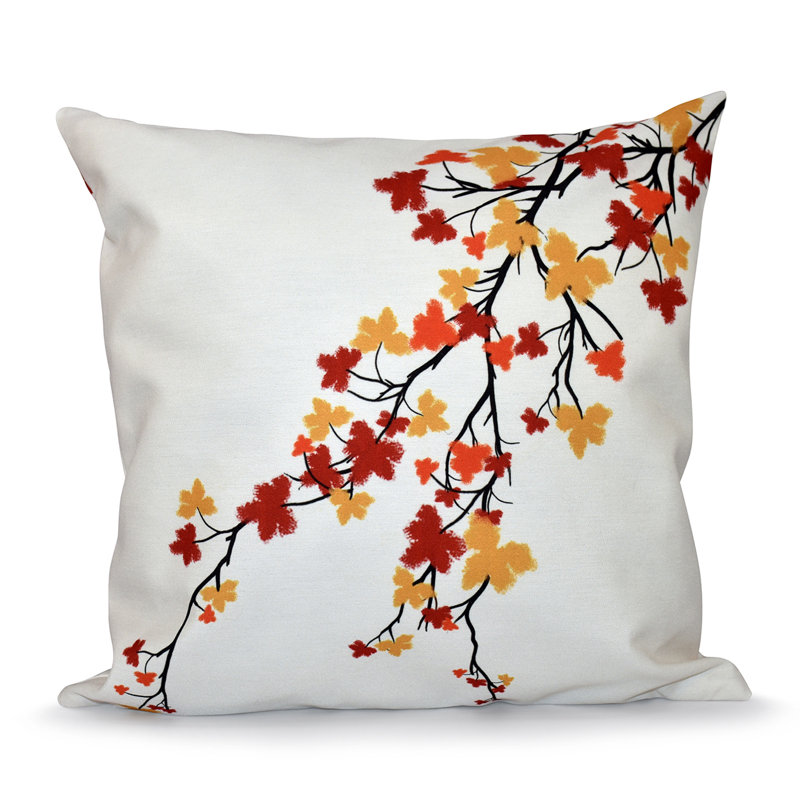 Floral Outdoor Reversible Throw Pillow, Orange