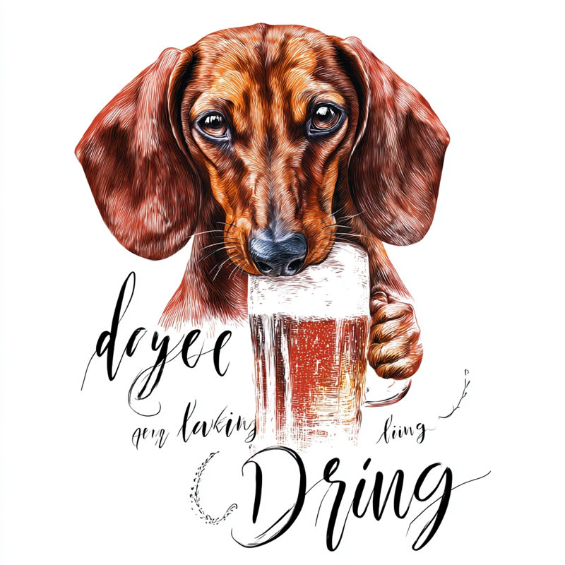 «Dachshund Beer Portrait», art mural sur toile tendue, L 40 po x H 40 po x P 1,5 po