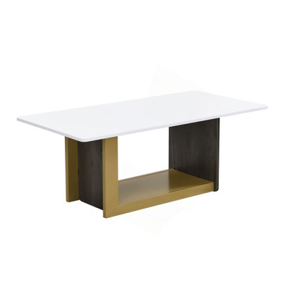 Modern Light Luxury Coffee Table Set Of 2, Small Square Coffee End Table With Spacious Top, Center Table For Living Room by Fleur De Lis Living