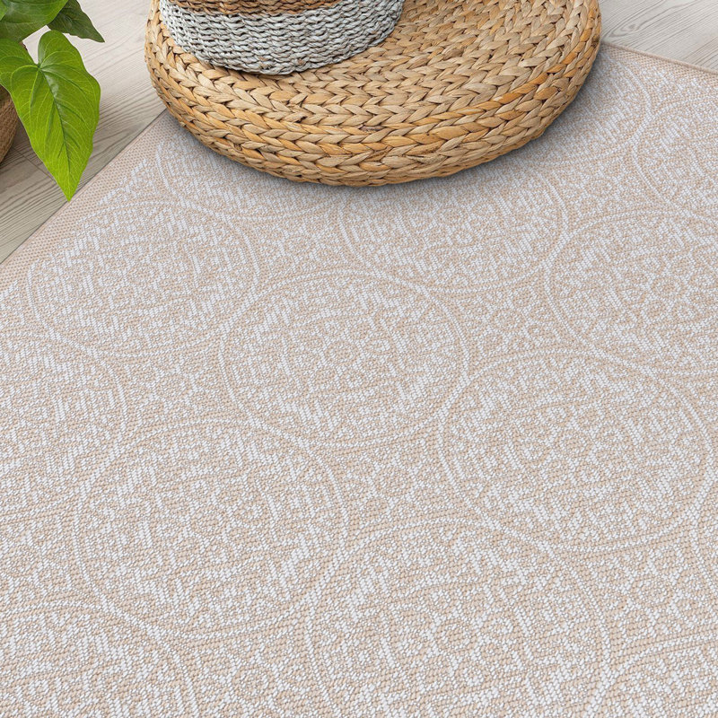 Monney Geometric Beige/Cream, Indoor & Outdoor Area Rug, Rectangle 5' x 7'