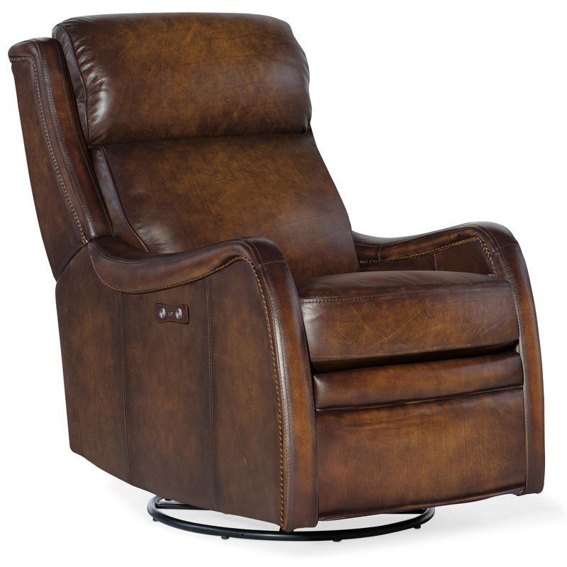 Sulema Leather Power Recliner, Brown Genuine Leather