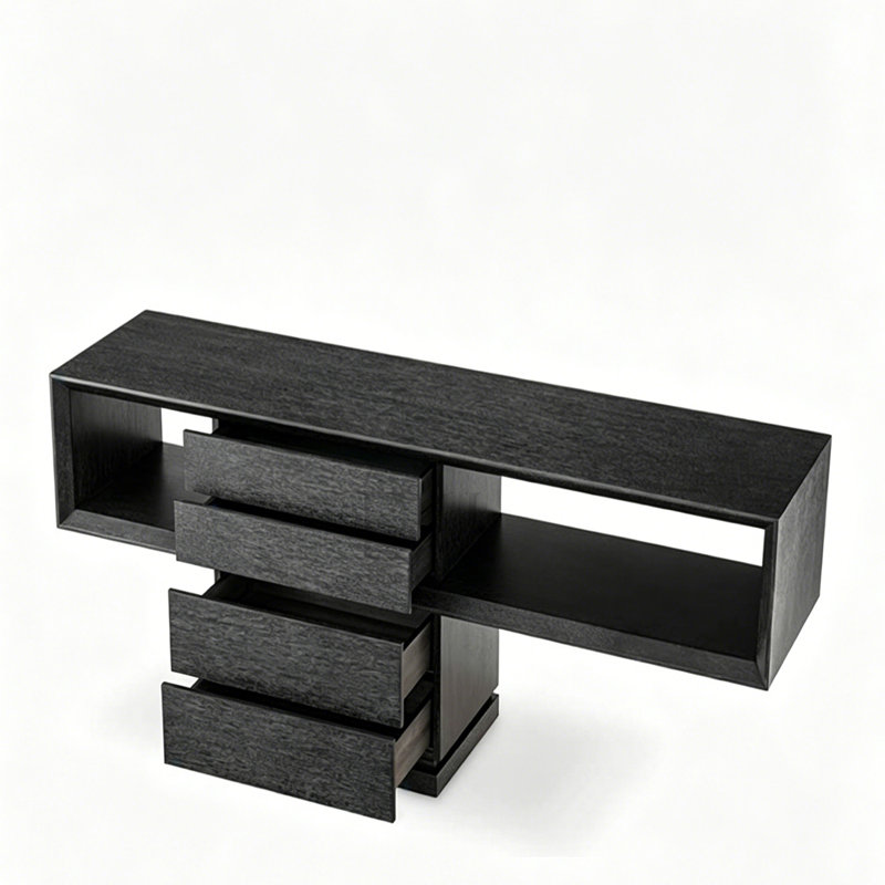 Console rétro géométrique, H 30,71 po x l 47,24 po x P 15,75 po