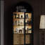 Bibliothèque de 72 po de hauteur avec portes en verre, armoire de cuisine autoportante arquée Farmhouse avec tablettes réglables, bibliothèque moderne avec tiroirs-1374465026