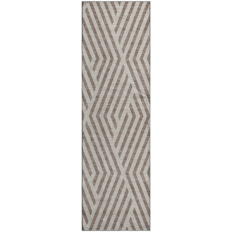 Premium Machine Washable Cerrito AMF550 Taupe Rug, Runner 2'3" x 7'6"